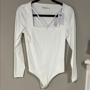 Abercrombie White Long Sleeve Bodysuit